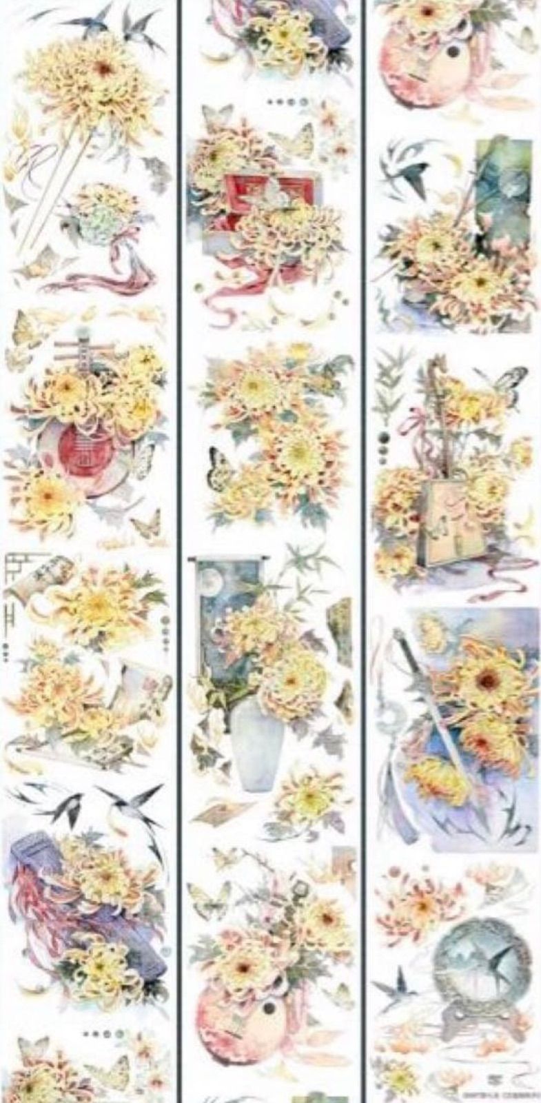 贝壳光 7.5m×5m 古菊映秋华 海外マスキングテープ 海外マステ 菊