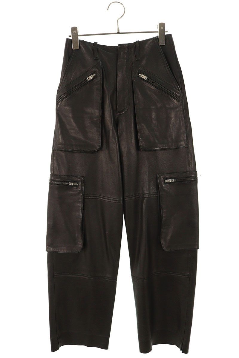 アミリ レザー ワイドカーゴロングパンツ レディース 36
