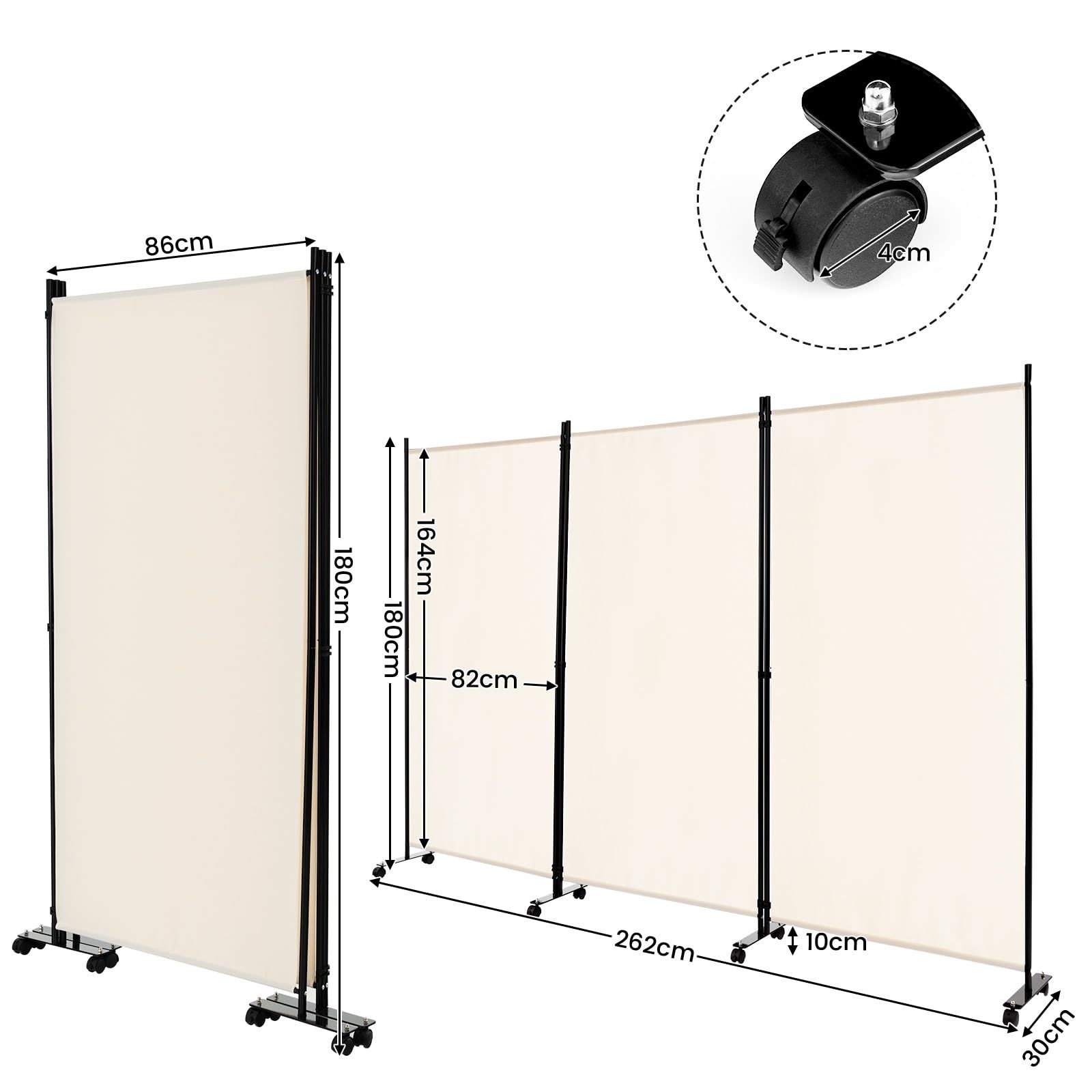 幅260cm 高さ180cm 目隠し 布タイプ スクリーン 折りたたみ 屏風 キャスター付き 衝立 軽量 3連 コンパクト収納 間仕切り オフィス パーテーション 事務所 TANGKULA ベージュ WWW_OPDRERGINERDOGAN_COM