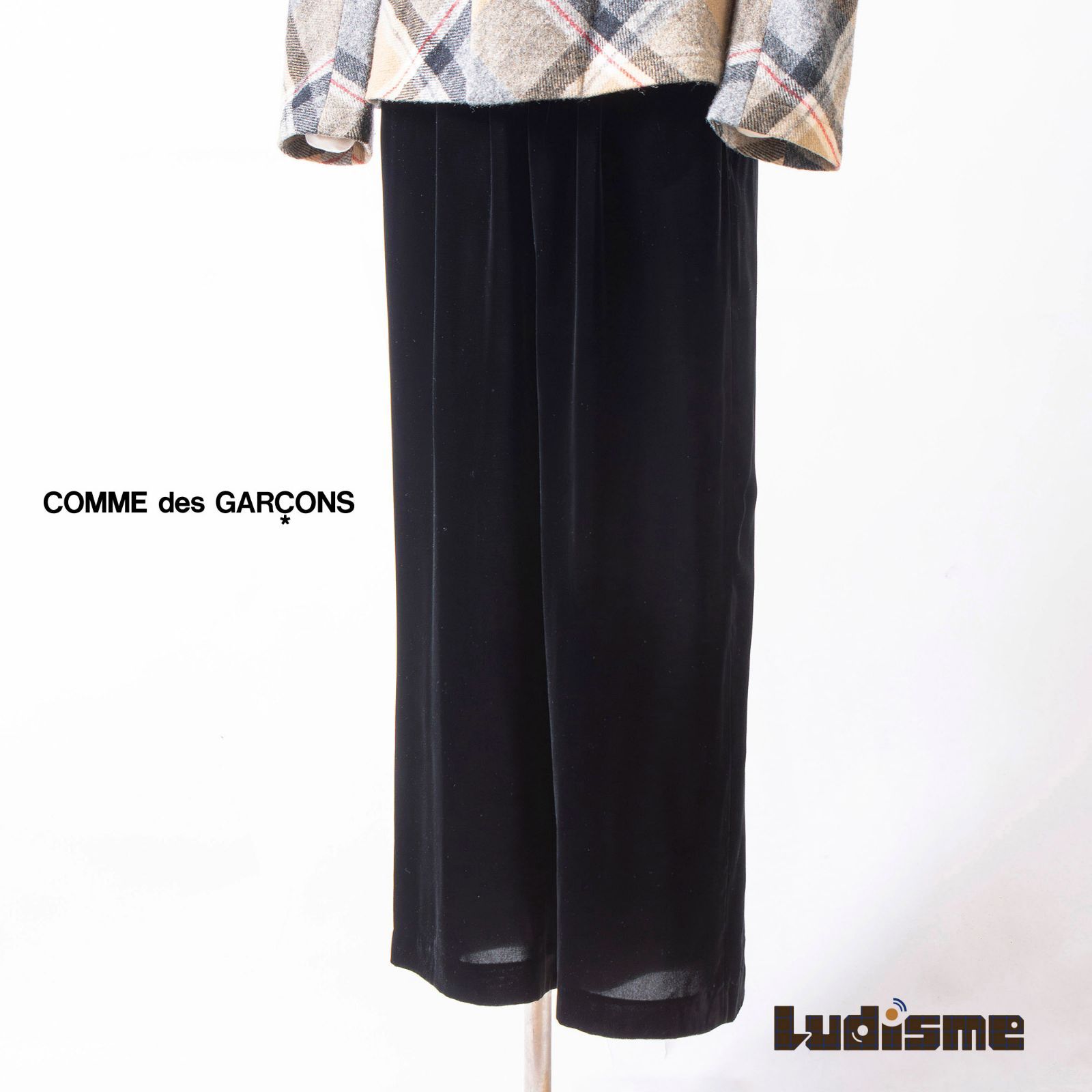 コムデギャルソン robe de chambre COMME des GARCONS AD1998 ベロア ワイド イージーパンツ ブラック レーヨン レディース 川久保玲 コムコム ベルベット ボトムス パンツ