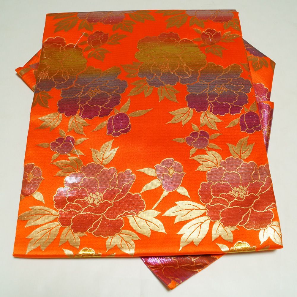 金襴後見帯 踊り用 後見帯 金襴 牡丹 後見結び帯 二部式 作り帯 踊り帯 踊り 帯 着物 踊り着物 リサイクル着物 舞踊 踊り用帯 衣裳 日本舞踊 新舞踊 演劇 舞台 衣装 ステージ カラオケ 踊り子 など