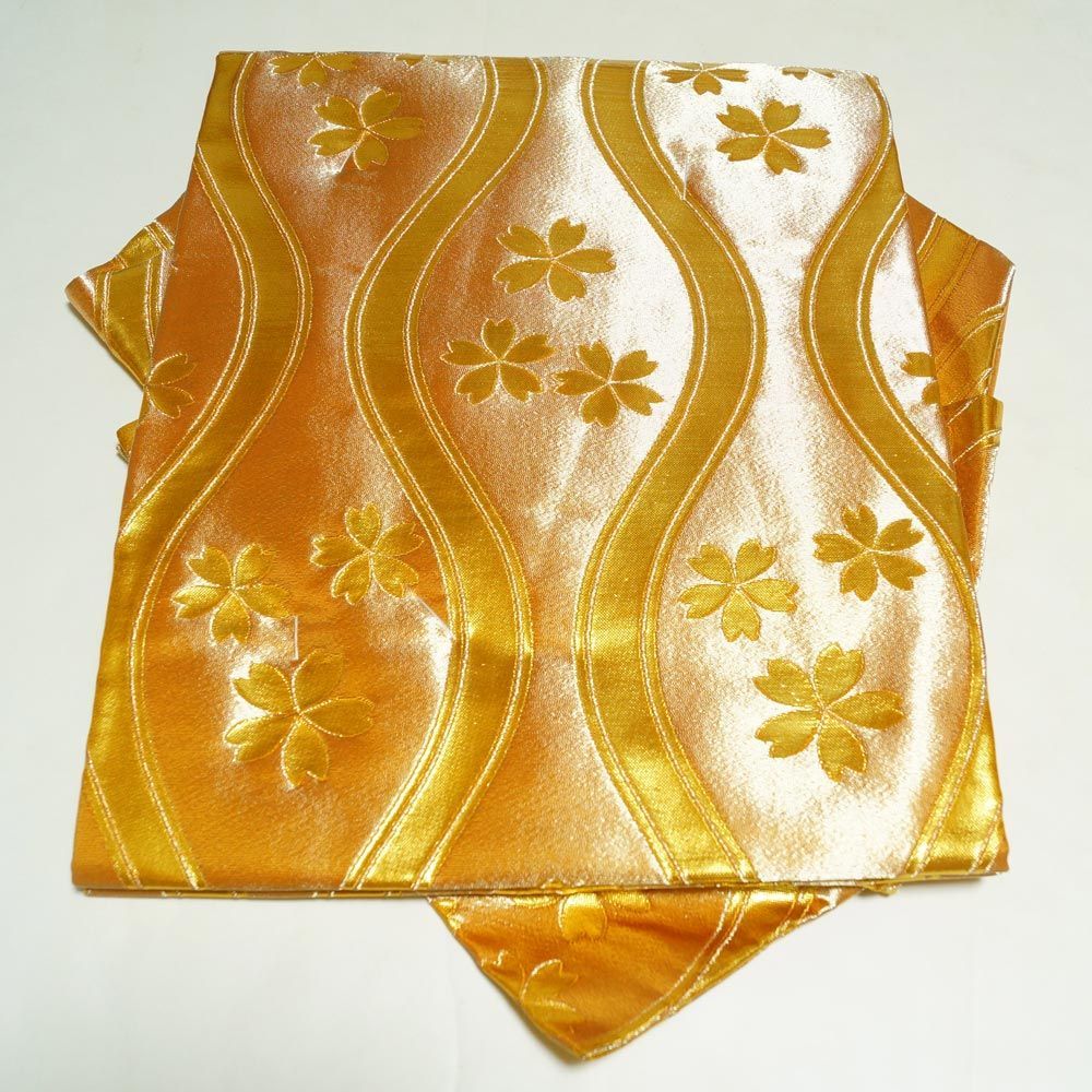 金襴後見帯 踊り用 後見帯 金襴 立涌に桜 後見結び帯 二部式 作り帯 踊り帯 踊り 帯 着物 踊り着物 リサイクル着物 舞踊 踊り用帯 衣裳 日本舞踊 新舞踊 演劇 舞台 衣装 ステージ カラオケ 踊り子