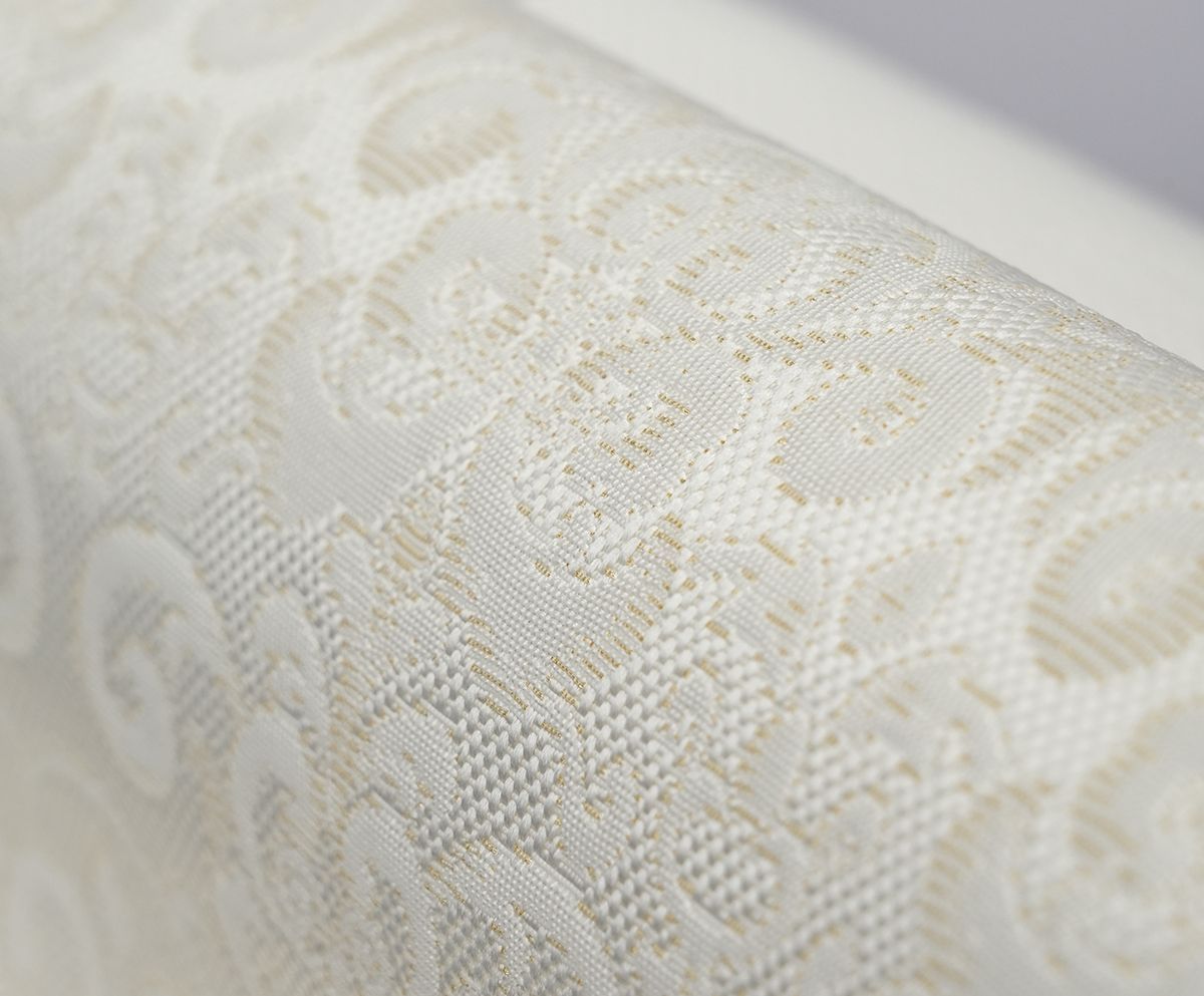 特価品！新品未仕立 博多帯 協和織 八寸名古屋帯 ペルシャ華紋 白々 仕立代込 新品未仕立 博多帯 協和織 八寸名古屋帯 ペルシャ文様 白々 仕立代込み