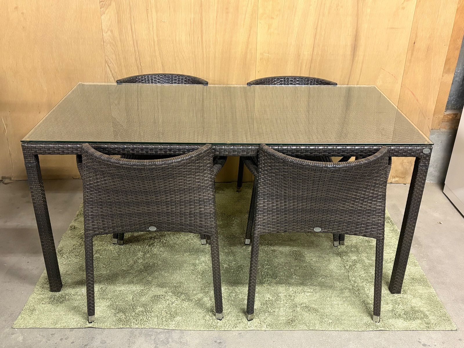 GL 111 山口県下松市より ガーデニング5点セット emu Delta ガラステーブル チェア 4点