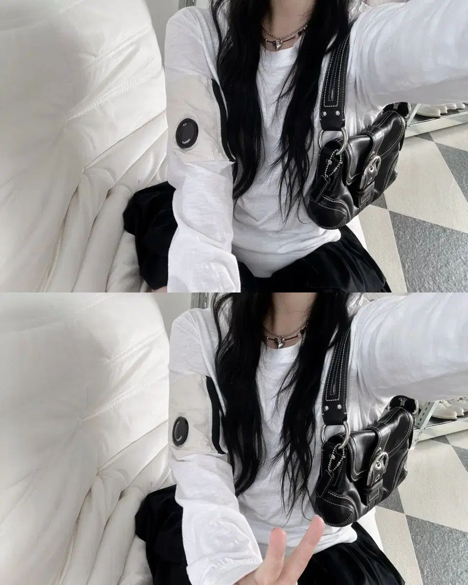 CPカンパニー レンズワッペン ナイロン ポケット 白 スウェット