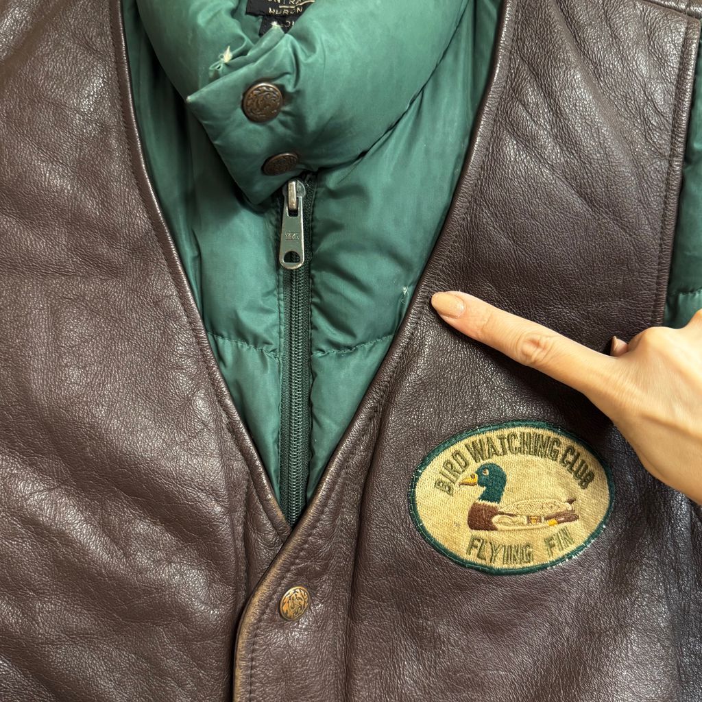 ポケット付き グリーン×ブラウン