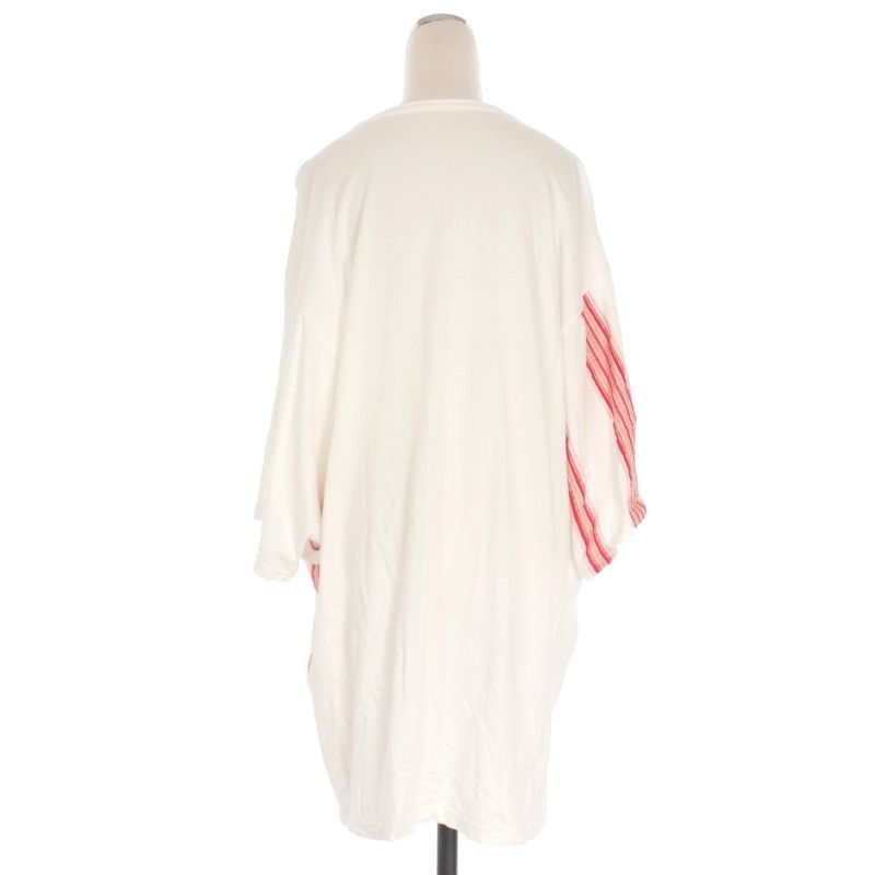 ワイズ Y s ヨウジヤマモト ライン オーバーサイズカットソー Tシャツ 半袖 2 ホワイト レッド YH-T26-067