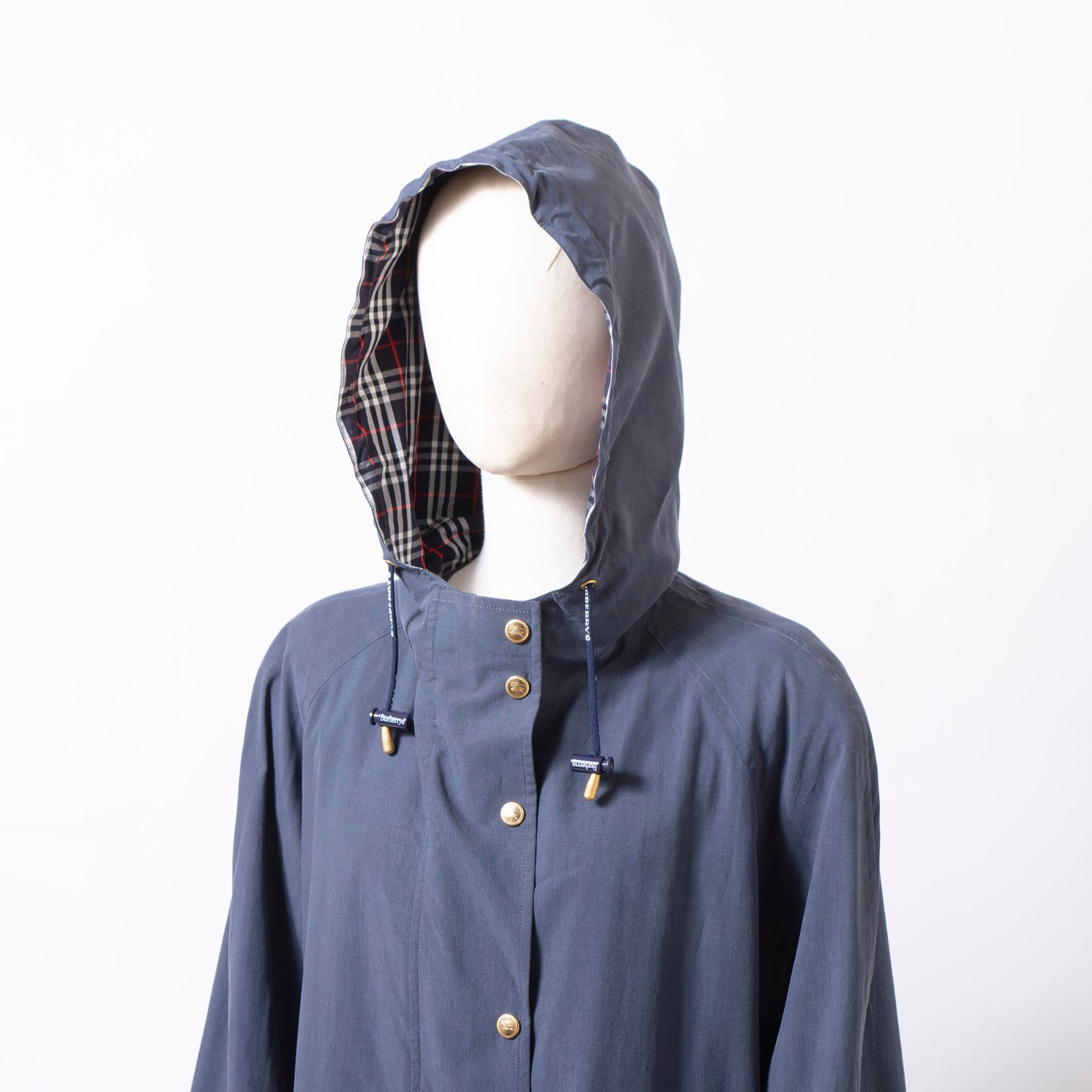 バーバリー BURBERRY フーデッドコート 40 ネイビー ノバチェック