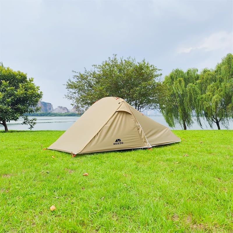 二重層バックパッキングテント HXBEE 二重層バックパッキングテント 2人用 軽量キャンプテント アルミポール付き OLIVEOS_COM_TR