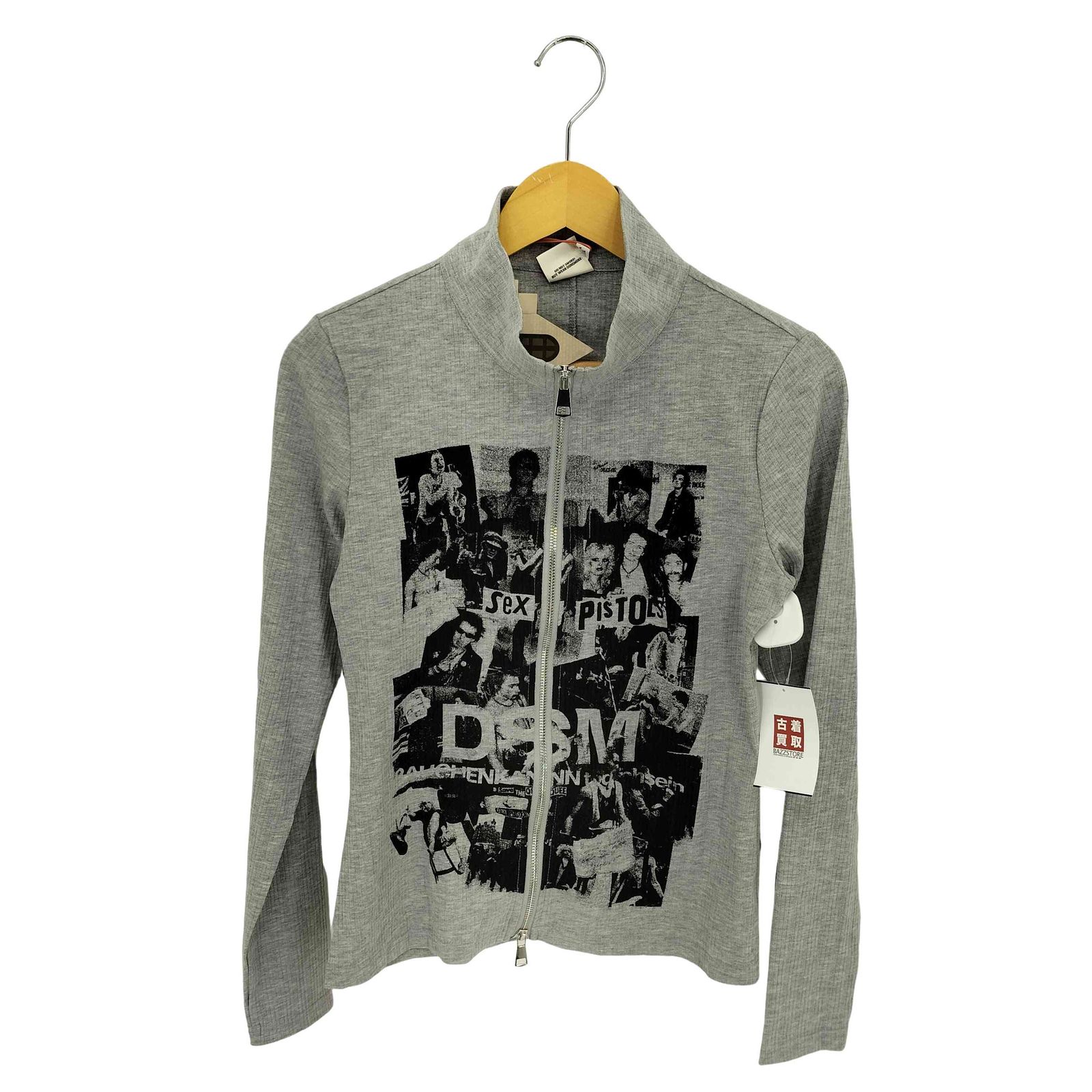 ユーズドフルギ 古着 DONSMOKE ミュージシャンプリント ダブルジップ ロングスリーブ トップス ニットカットソー Y2K レディース import S