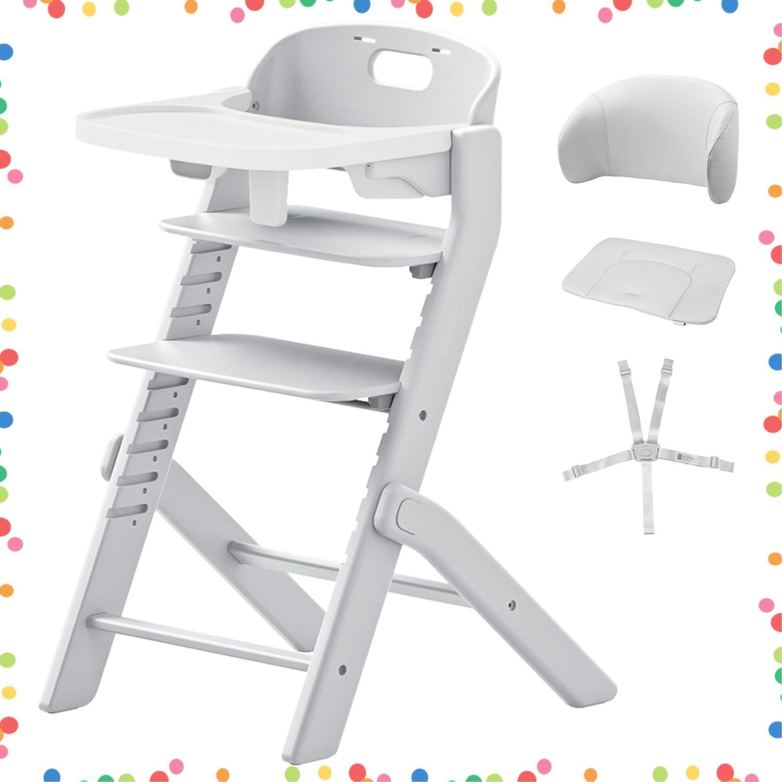 ベビーチェア 10段階高さ調節 5点式安全ベルト付き トレイ&快適クッション ベビーハイチェア-MAZOT 滑り止め設計子供用椅子 全身水洗い ダイニングチェア 学習チェア 遊びチェア 子どもから大人まで使用可 グレー