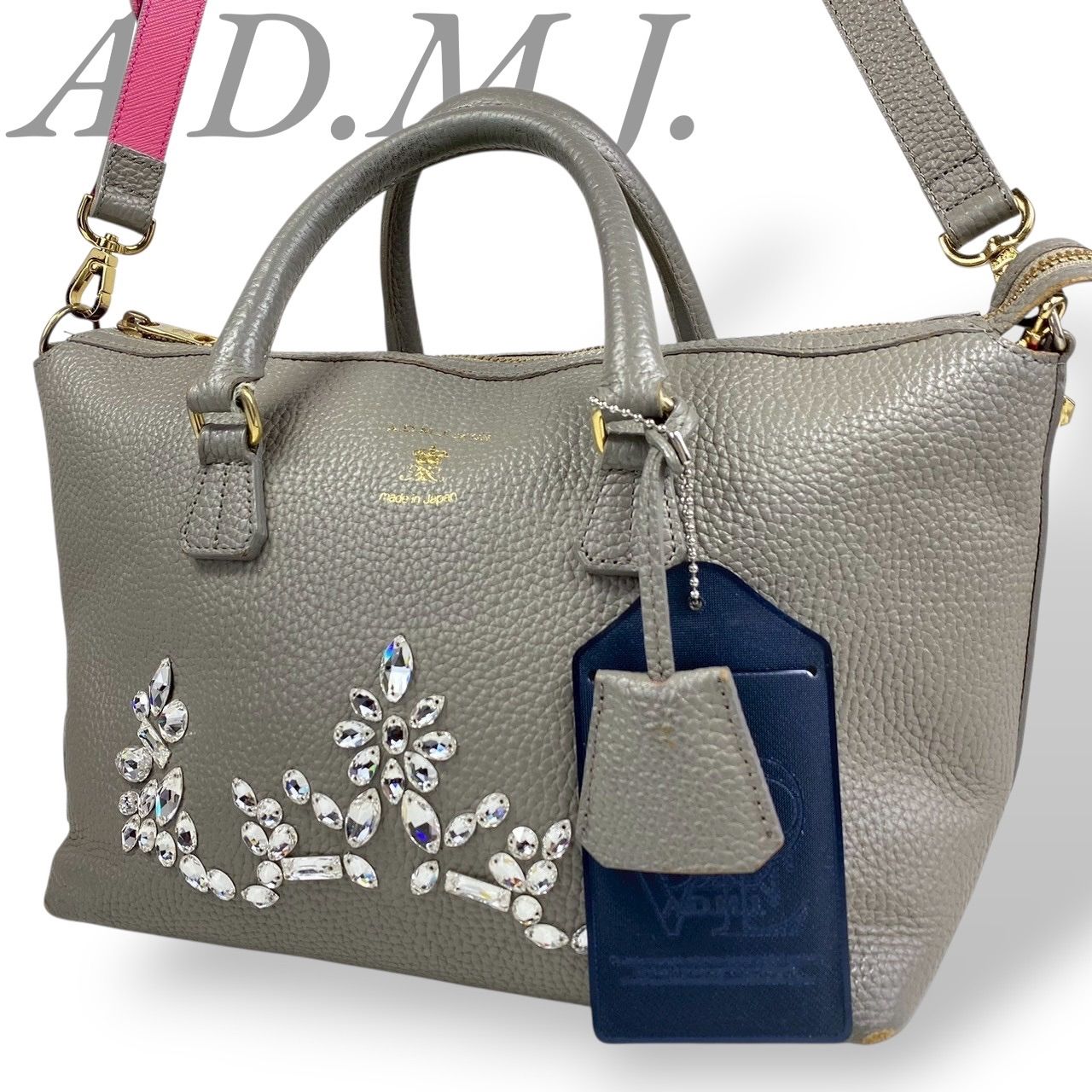 ⭐️新品未使用⭐️　A.D.M.J.　スワロフスキー ハンドバッグ　ビジュー 価格相談可能】【ほぼ未使用】ADMJ ハンドバッグ スワロフスキー