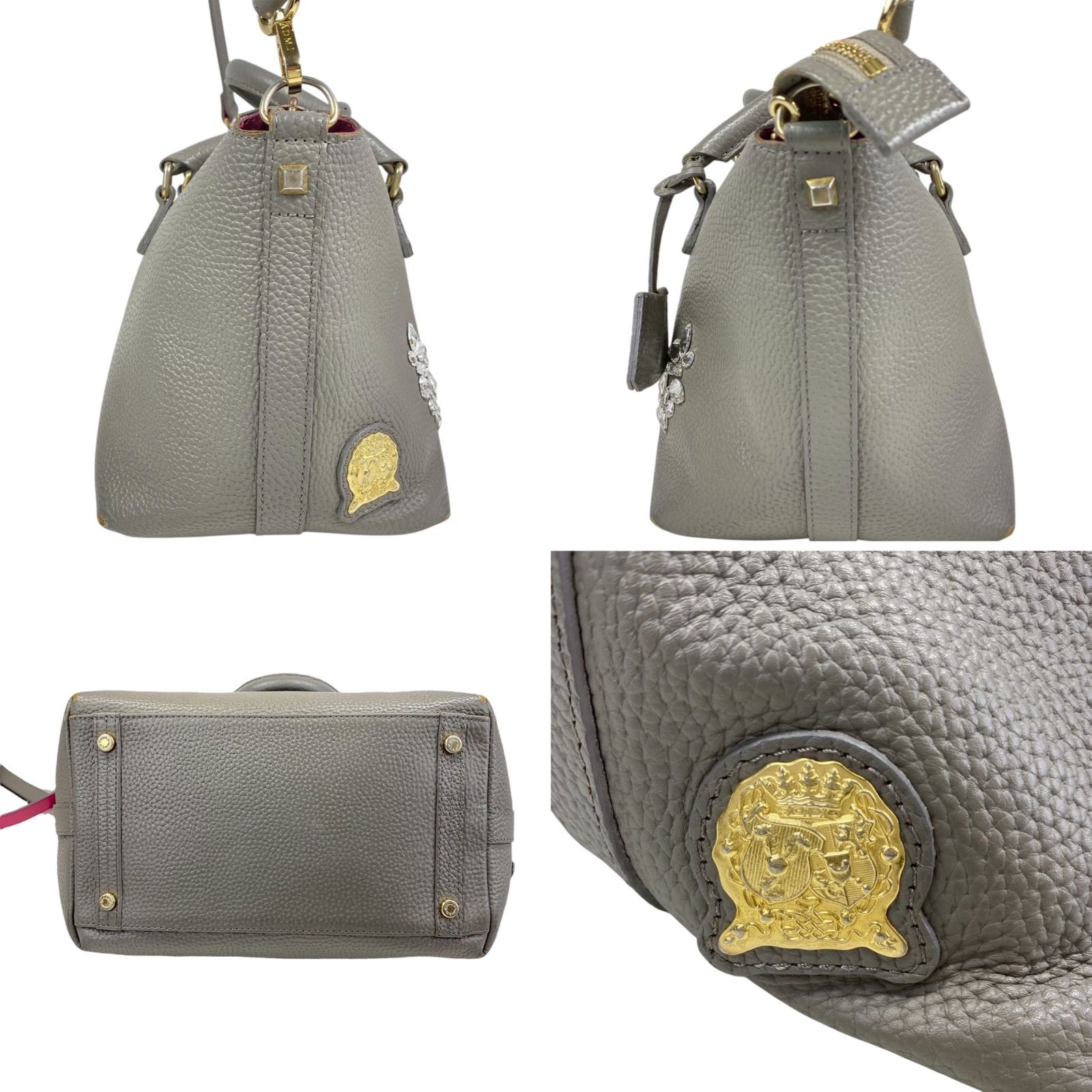 B4156】A.D.M.J. エーディーエムジェー ハンドバッグ スワロフスキー