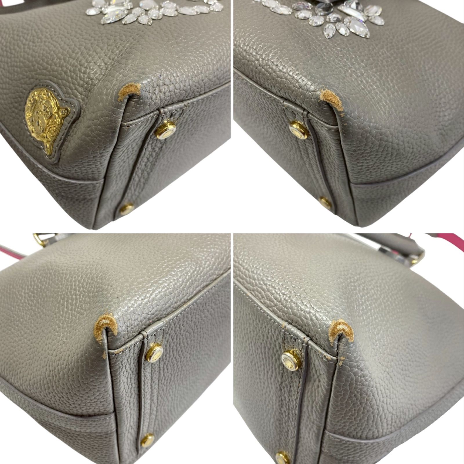 B4156】A.D.M.J. エーディーエムジェー ハンドバッグ スワロフスキー