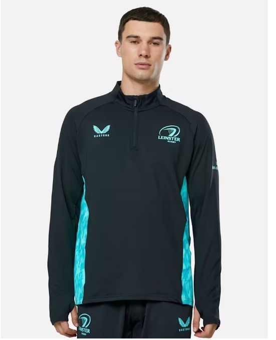 激安大特集！ カストレ ラグビー レンスター パフォーマンス ハーフジップ トップ 濃紺 ネイビー ターコイズ 青 公式モデル 日本未発売