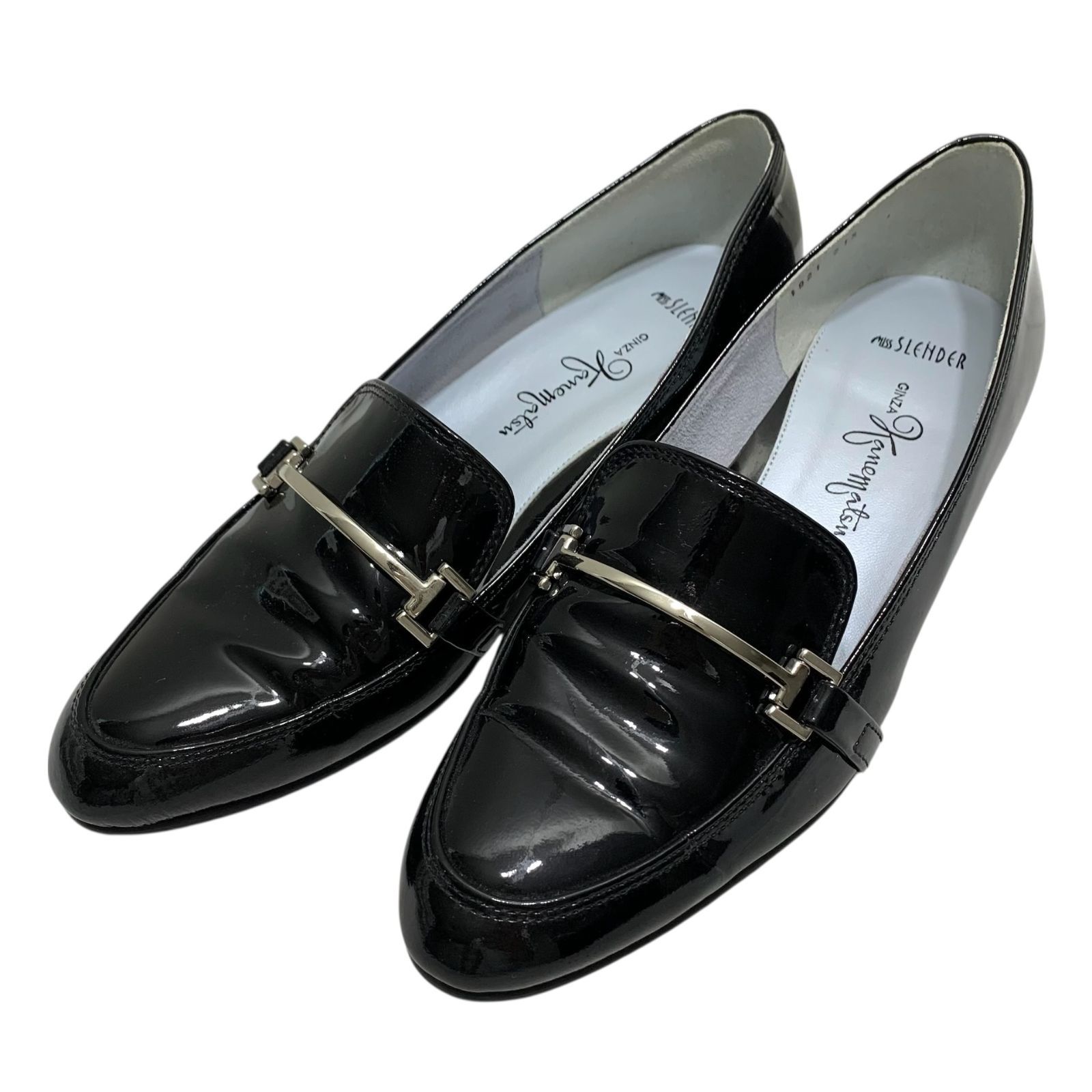 極美品】銀座かねまつ (21.5) ローファー フラット エナメル パンプス