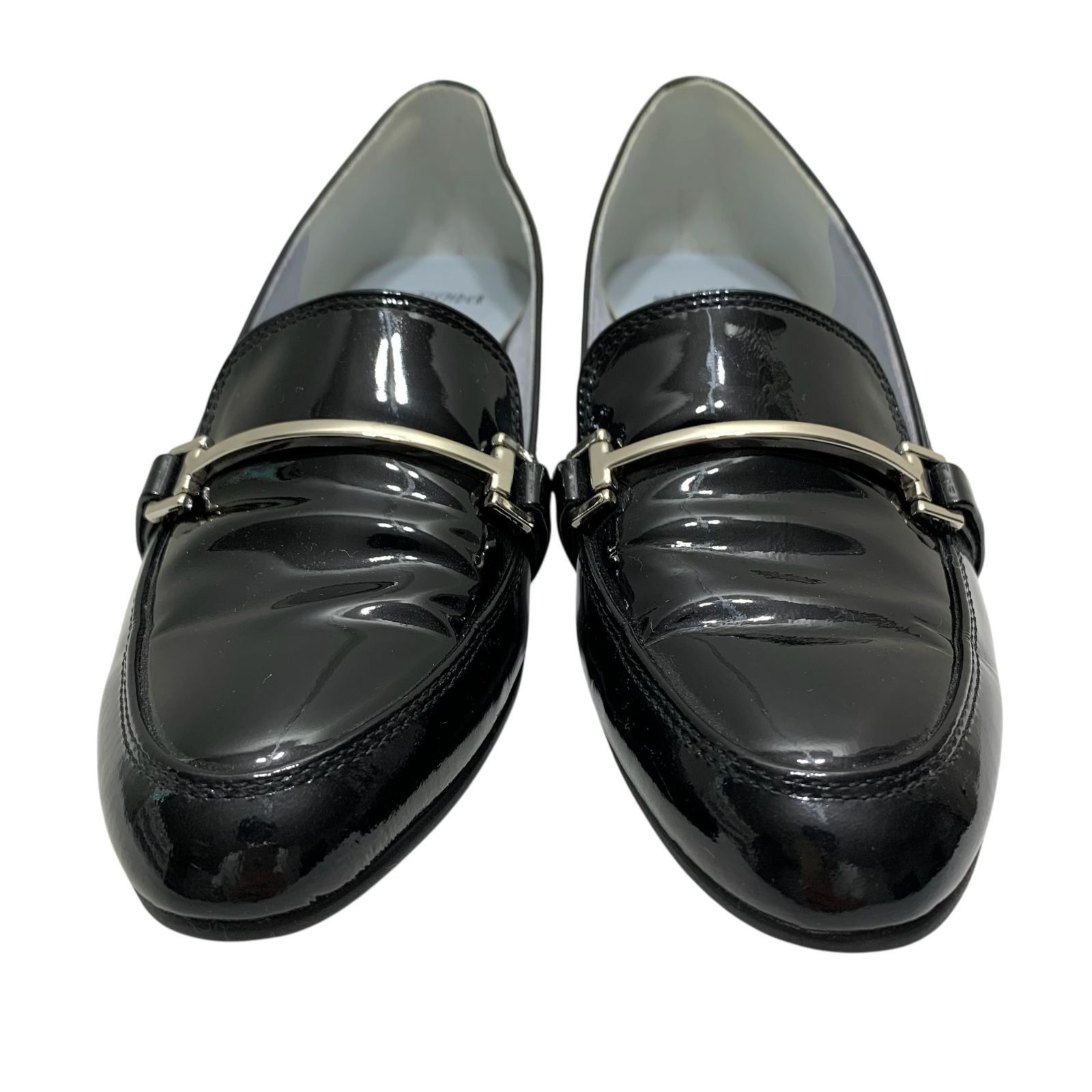 極美品】銀座かねまつ (21.5) ローファー フラット エナメル パンプス