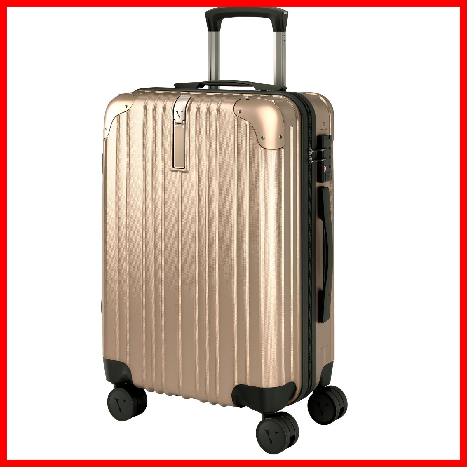商品 キャリーケース キャリーバッグ キャスター交換 日本企業企画 一部パーツ無期限メーカー TSAダイヤルロック スーツケース ダブルキャスター Mサイズ 客室乗務員監修 4-7泊 3.5kg 64.5L VELSKYF シャンパンゴール