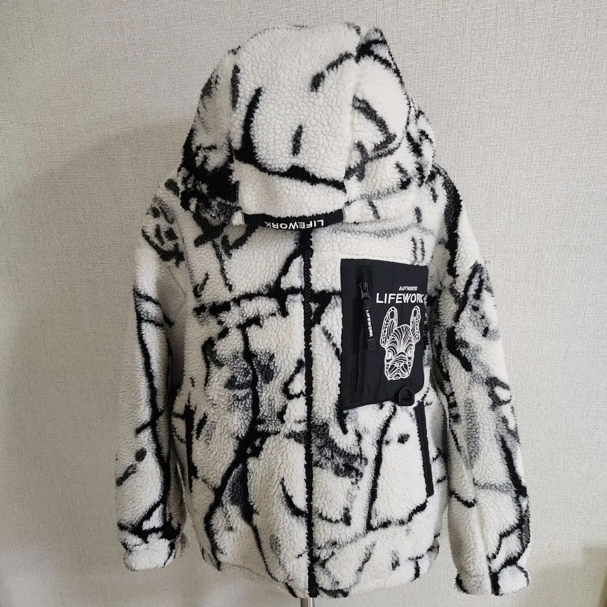 ライフワーク フリース フード ジップアップ 白
