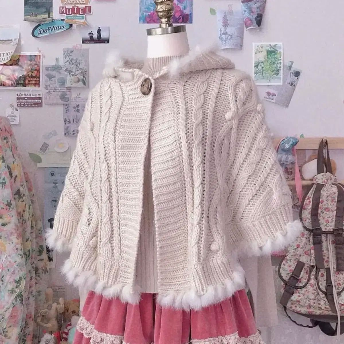 ニット ケープ ポンチョ 森ガール ヴィンテージ ロガール 姫系