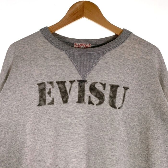 EVISU エヴィス 両V ステンシル クルーネックスウェットトレーナー