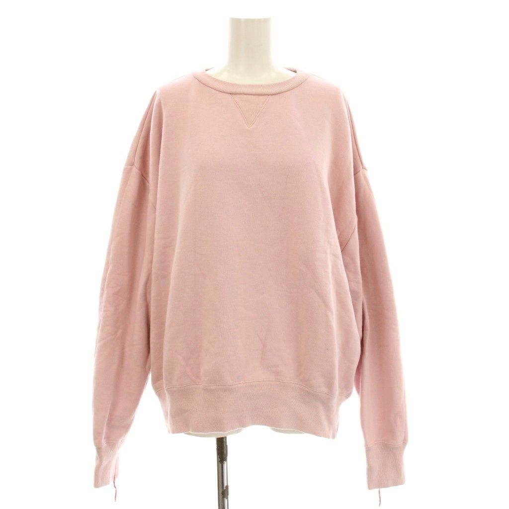6 ROKU BEAUTY YOUTH B Y ロク ビューティーアンドユース コットンウラケ ステッチ クルーネック プルオーバー トレーナー スウェット 長袖 ピンク KU