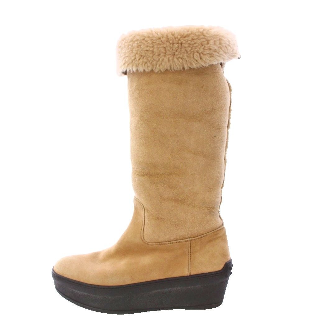 トッズ TOD S ムートンブーツ ロング 厚底 スエード ベージュ BB