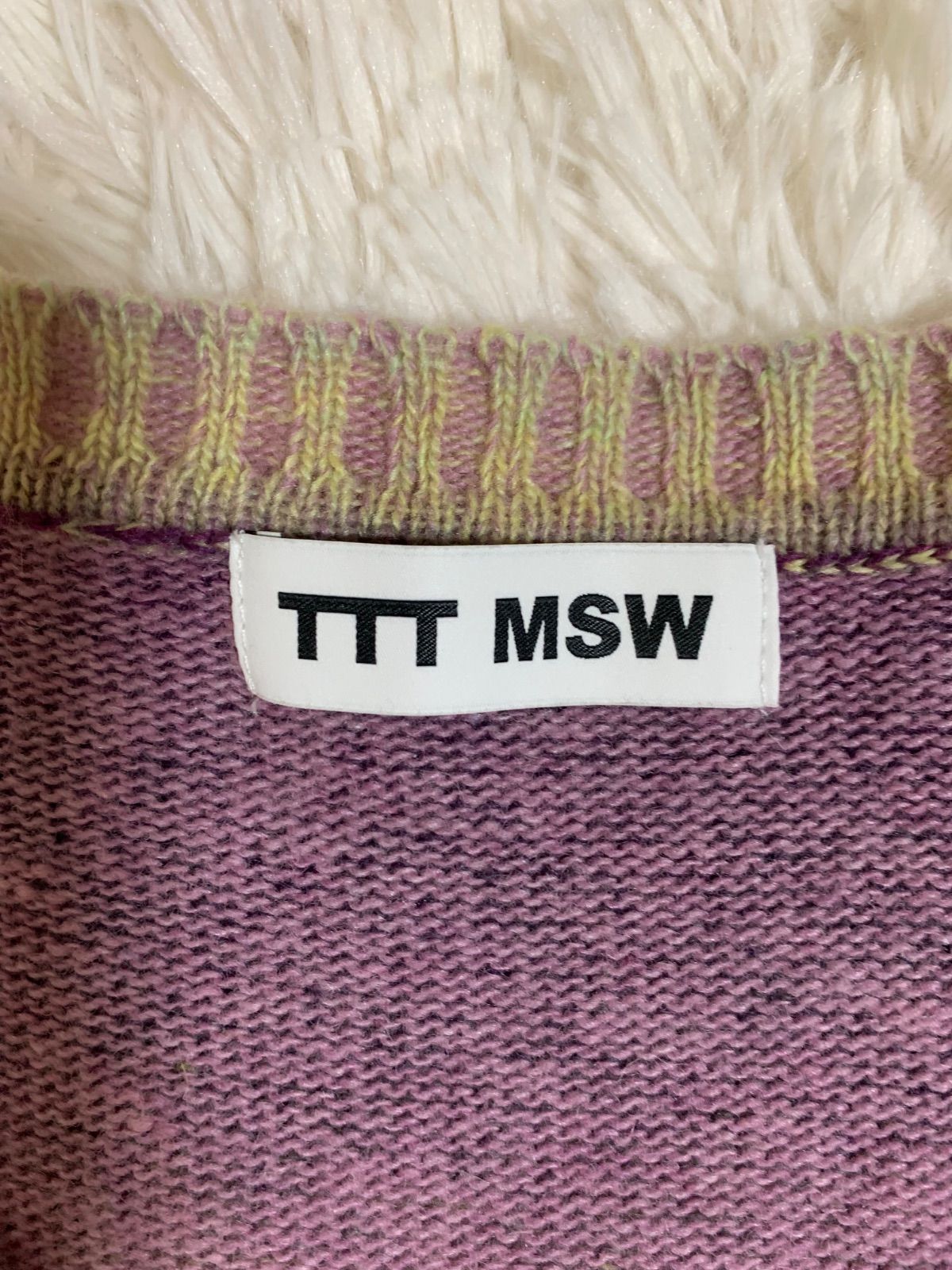 TTT_MSW 22AW Kasuri Knit Vest purple カスリ ニット ベスト ティー 