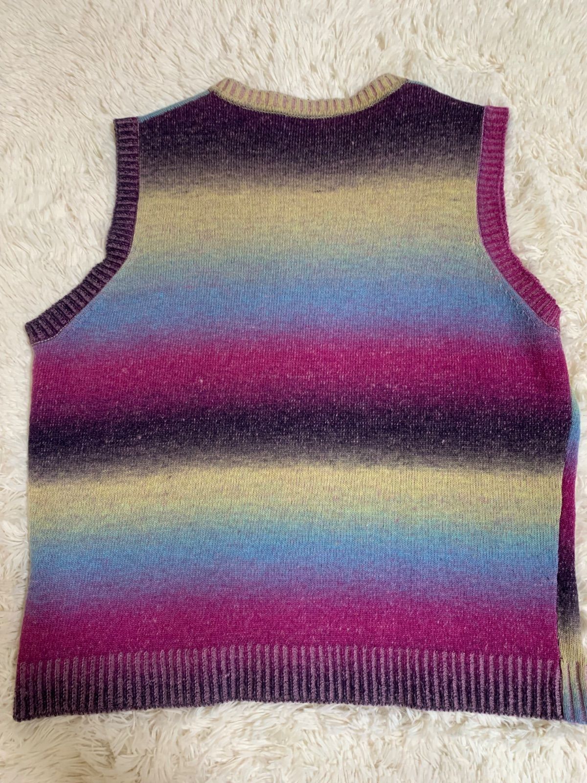 TTT_MSW 22AW Kasuri Knit Vest purple カスリ ニット ベスト ティー 