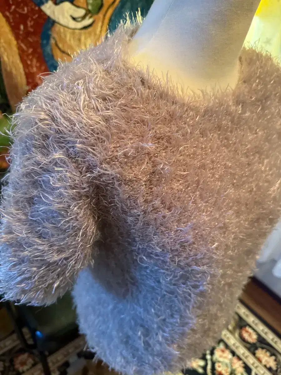 快速な カレント ヘアリー ショートスリーブ ニット ライトベージュ