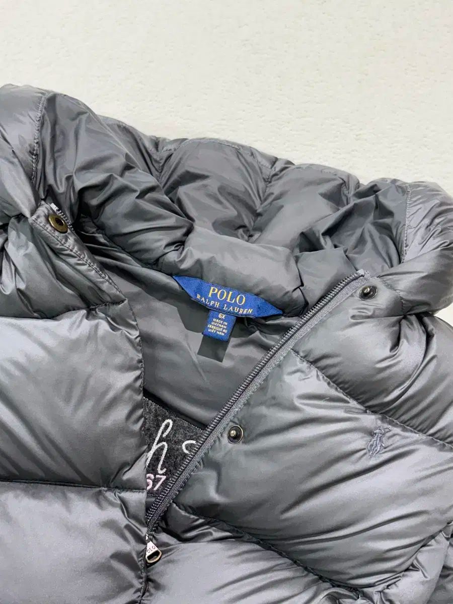 ポロラルフローレン キッズ ダウンジャケット ロング丈 シルバー グレー 6歳