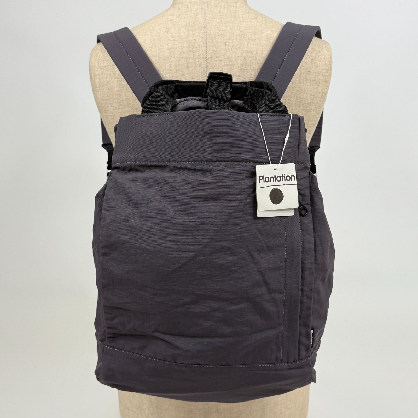 plantation side fastener bags プランテーション エイネット ナイロン リュックサック 定価1.5万円 グレー