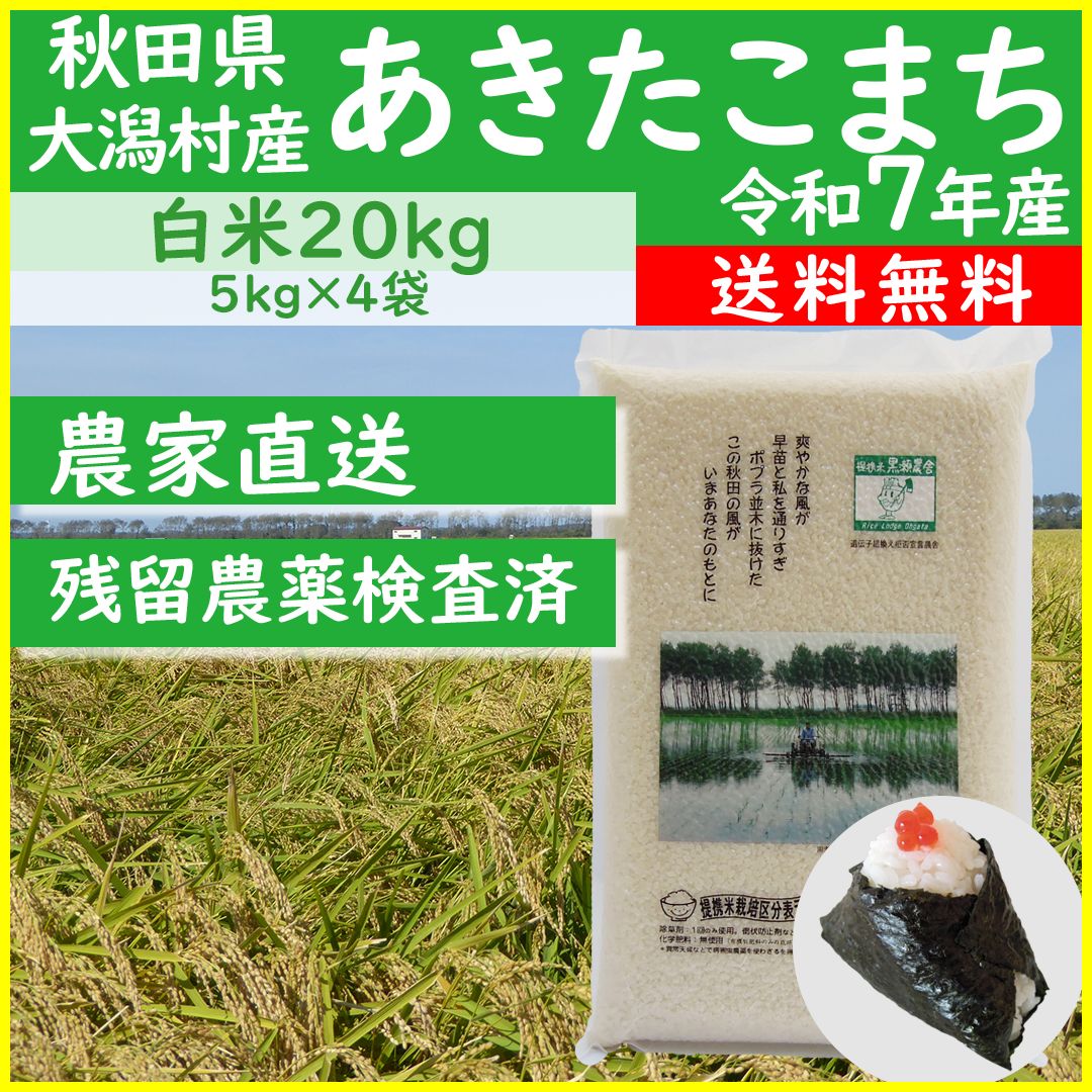 令和7年産秋田県産あきたこまち白米20キロ Amazon.co.jp: 秋田県産