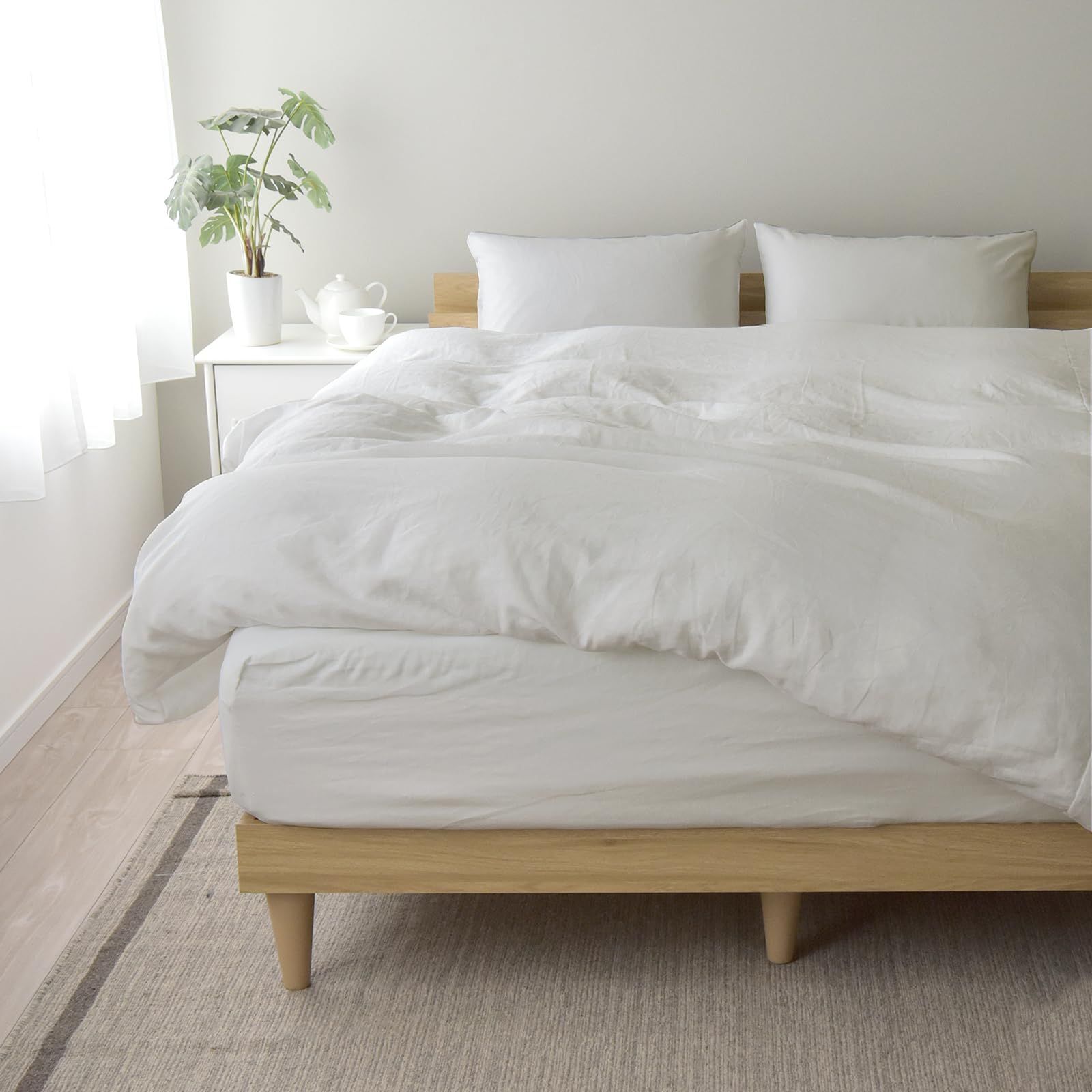 綿麻 洗いざらし 掛け布団カバー シングル 150 210 cm リネン コットン 速乾 通気性 布団カバー 掛けカバー スナップボタン 洗える 軽量 北欧風 リーナブレンド ブライトホワイト