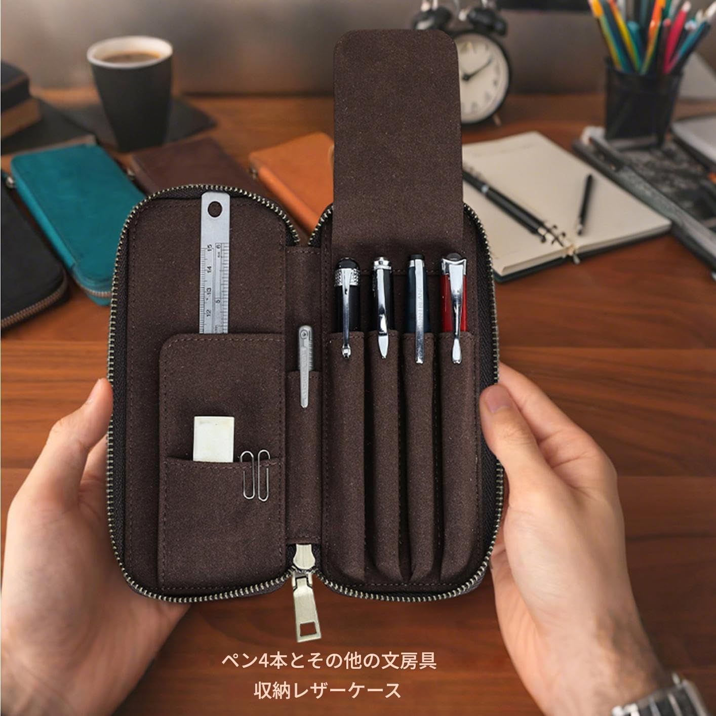 新品 Contact's family クレイジーホースレザー マルチ文具ポーチ