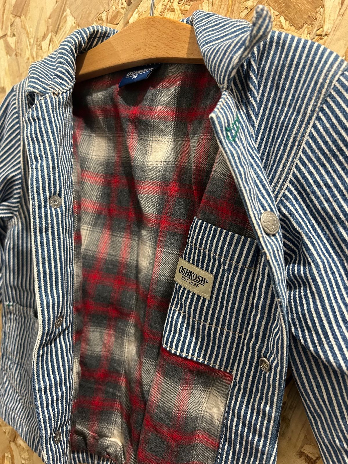 OshKosh オシュコシュ ヒッコリー カバーオール 100㎝ 男女兼用 キッズ OshKosh オシュコシュ ヒッコリー カバーオール 100㎝ 男女兼用 キッズ