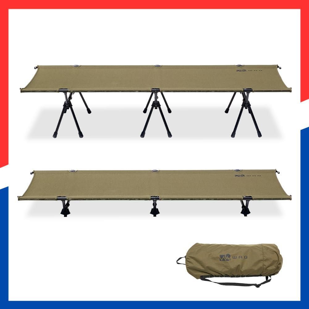 ハイ ロー切替 耐荷重150kg 折りたたみベッド 軽量 静音 コット キャンプ 2WAY WAQ