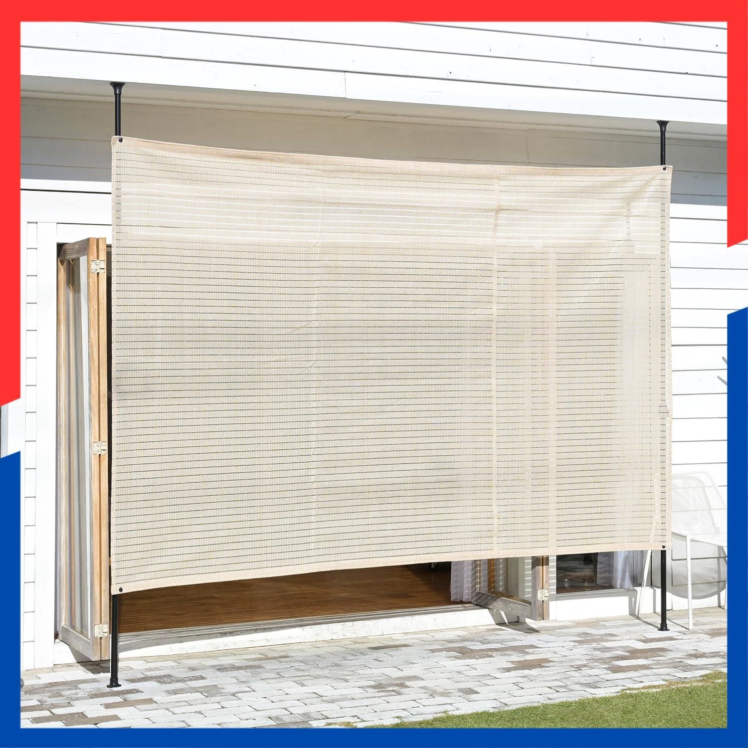 山善 YAMAZEN 突っ張り目隠しサンシェード 日除け シェード 屋外 2×3m 遮光率約71% 紫外線遮蔽約82% SPSH-3020 アイボリー