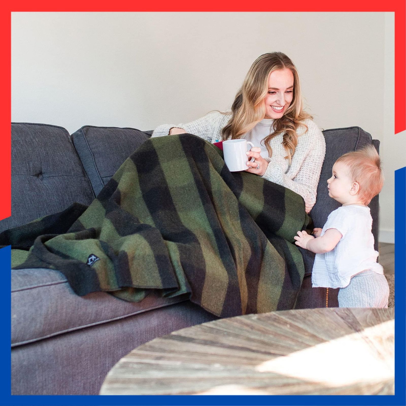 ウールブランケット - 4.5ポンド 暖かい Backwoods 重い 洗濯 Lサイズ キャンプ Arcturus アウトドア サバイバル - 緊急キットに最適 オリーブグリーンバッファロー