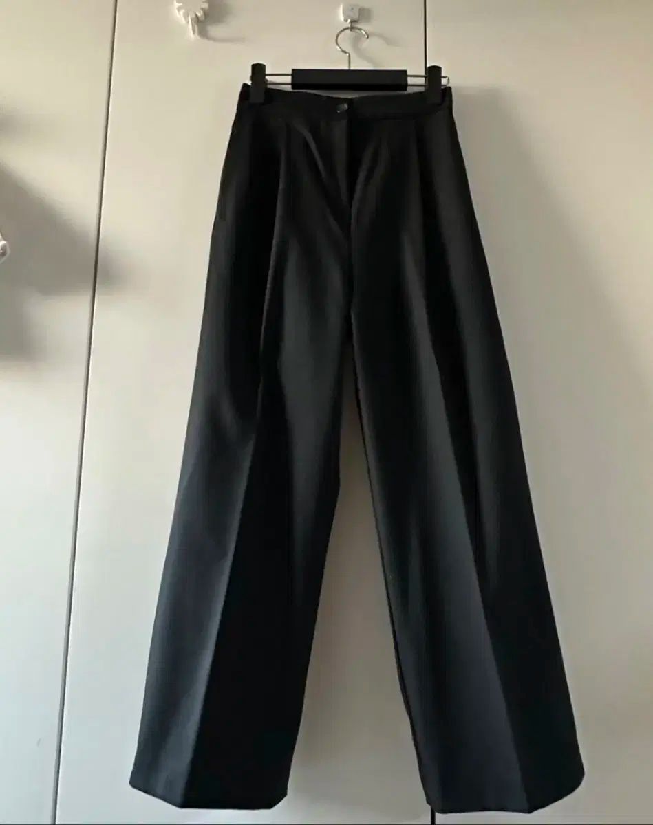 ブラック ワイド スラックス パンツ S