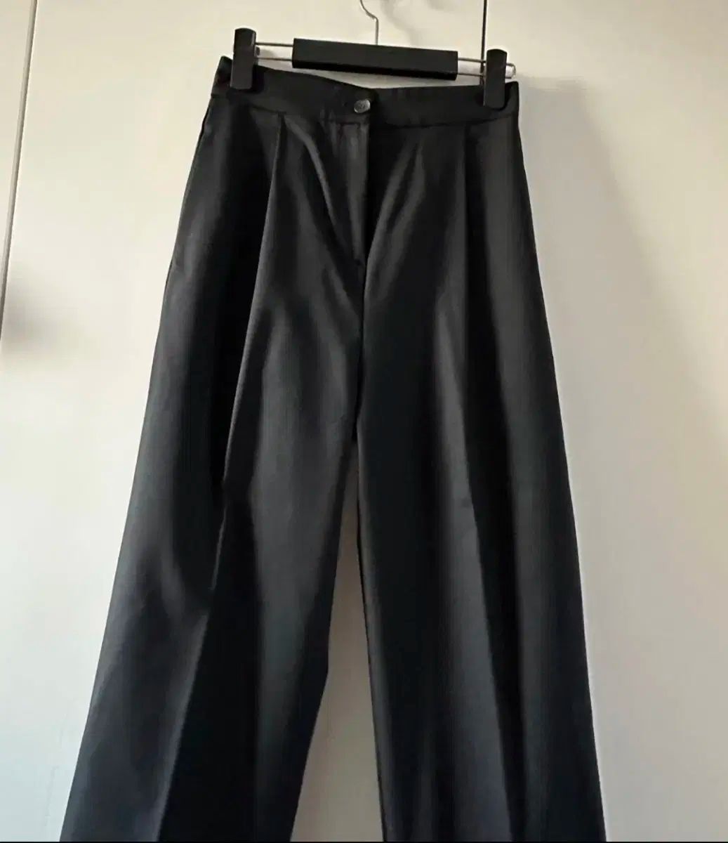 ブラック ワイド スラックス パンツ S