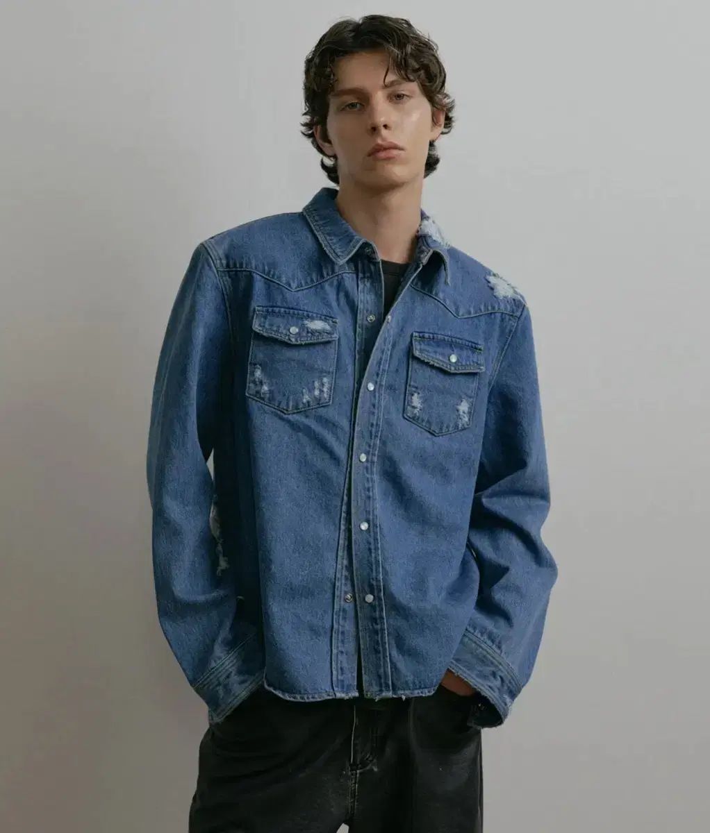 ダスティーホワイト ウェスタン デニムシャツ ジャケット