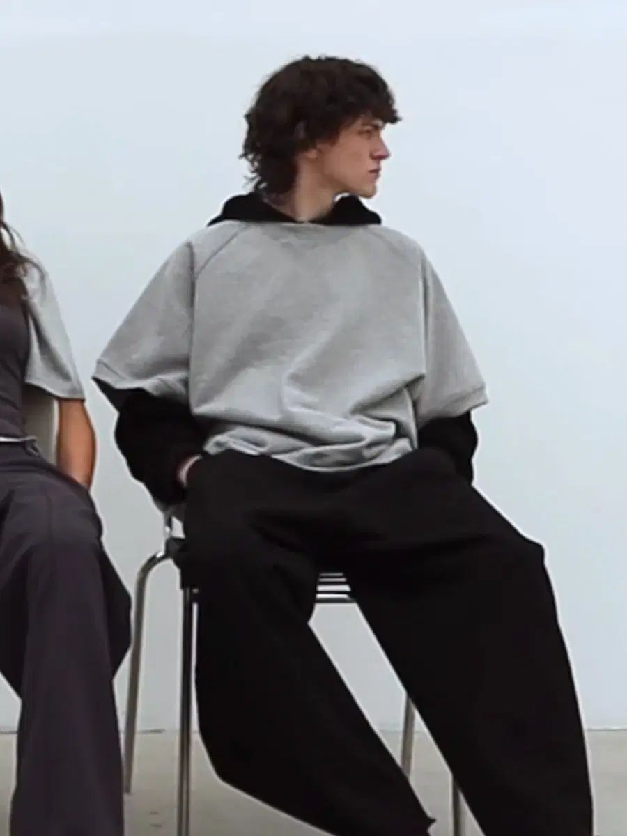 オオブヘーデン オーバーサイズ ショートスリーブ スウェットシャツ メランジ グレー