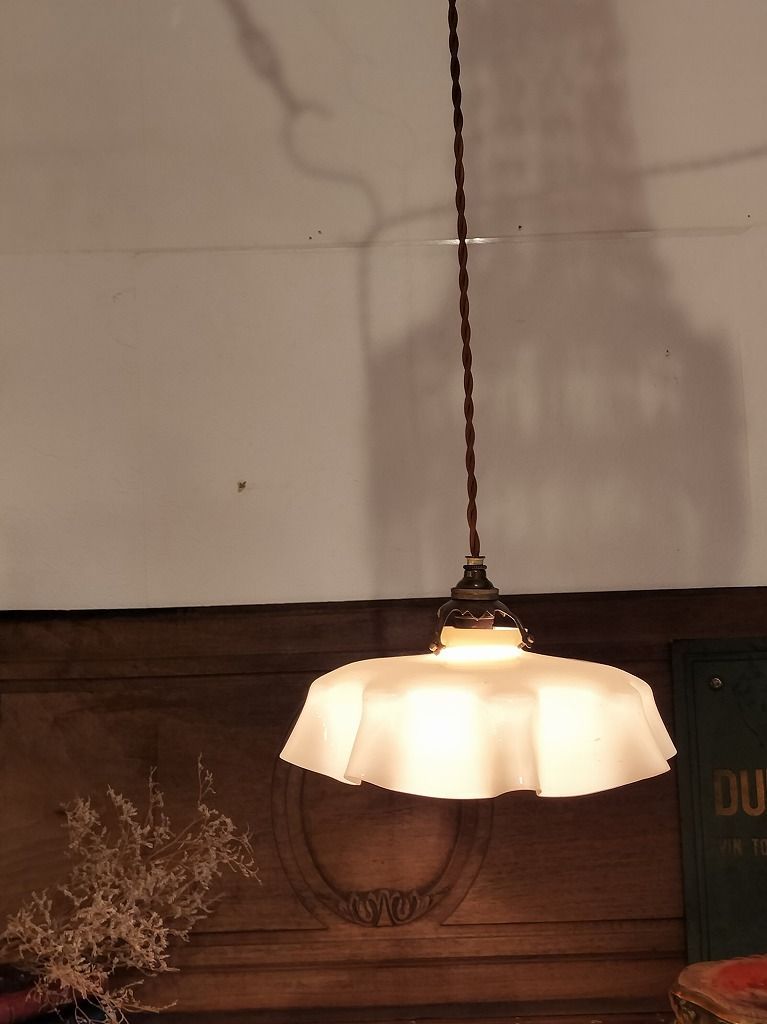 公式 フランス アンティーク 素敵な ガラスシェード シャンデリア 照明