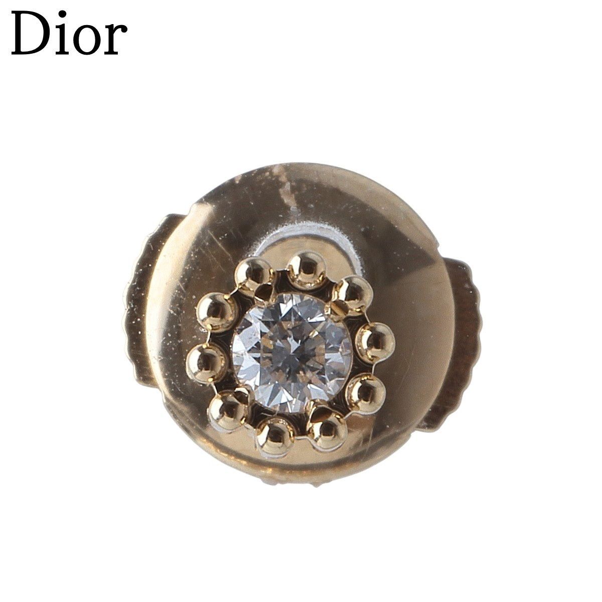 ディオール ミミローズ ダイヤ シングル ピアス 現行モデル Au750YG 仕上げ済 Christian Dior 23934