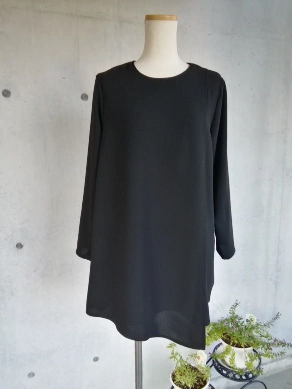 喪服 7L~10L アシメトリーレイヤード ゆったりチュニックブラウス フォーマル 137301-20-3