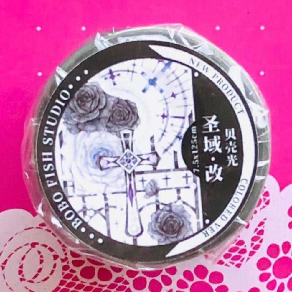 贝壳光 7.5cm×5m 圣域・改 海外マスキングテープ 海外マステ 十字架