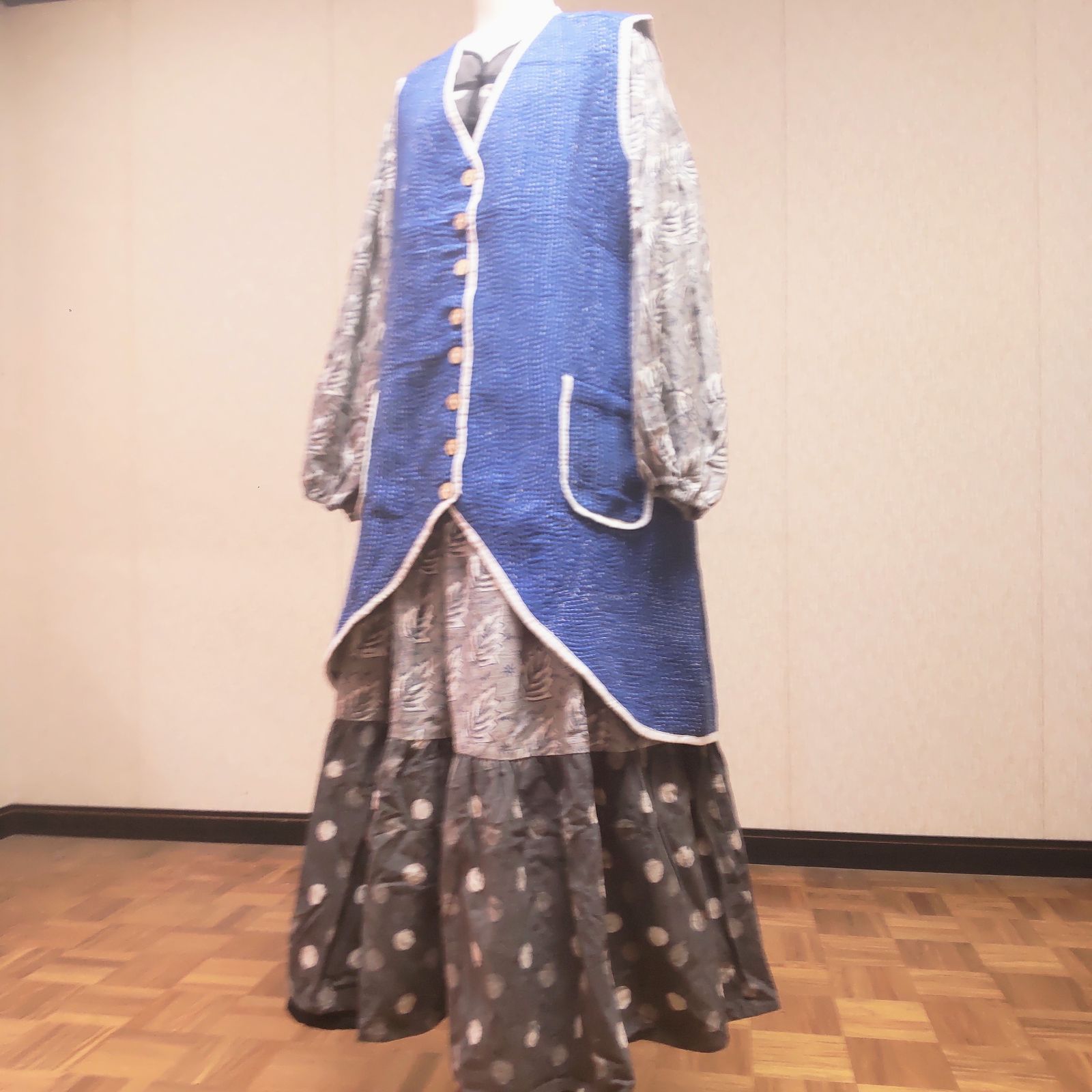 vintage キルト ベスト パッチワーク ヴィンテージ BORO ボロ 3 グドゥリー ロングベスト ジャケット ヴィンテージ パッチワーク