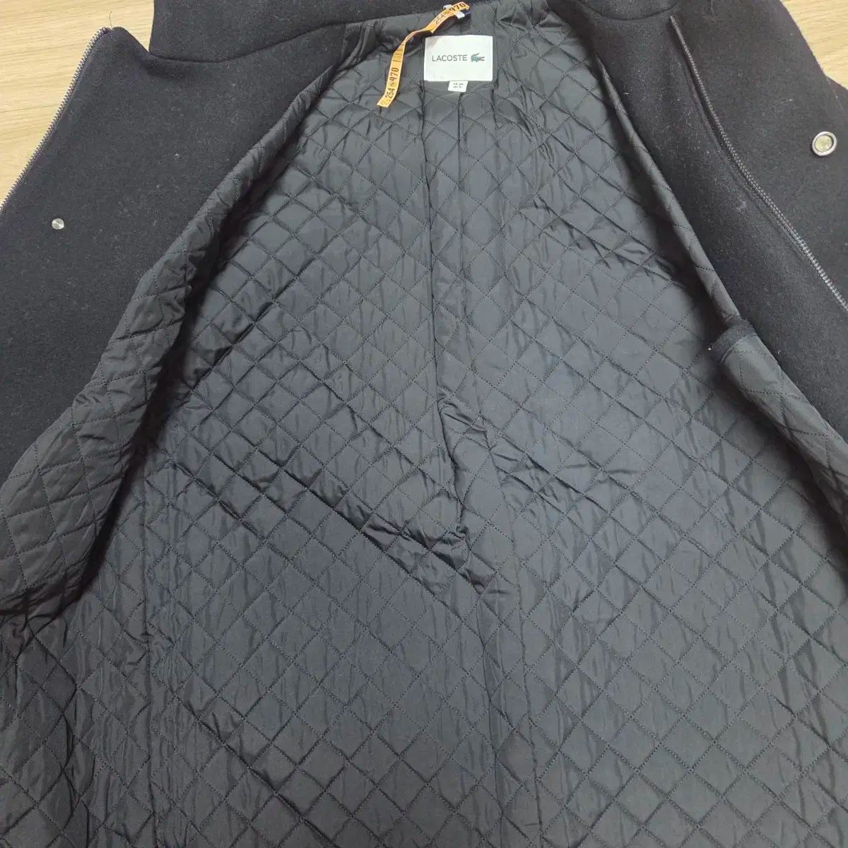 LACOSTE フード取り外し キルティング ウールコート