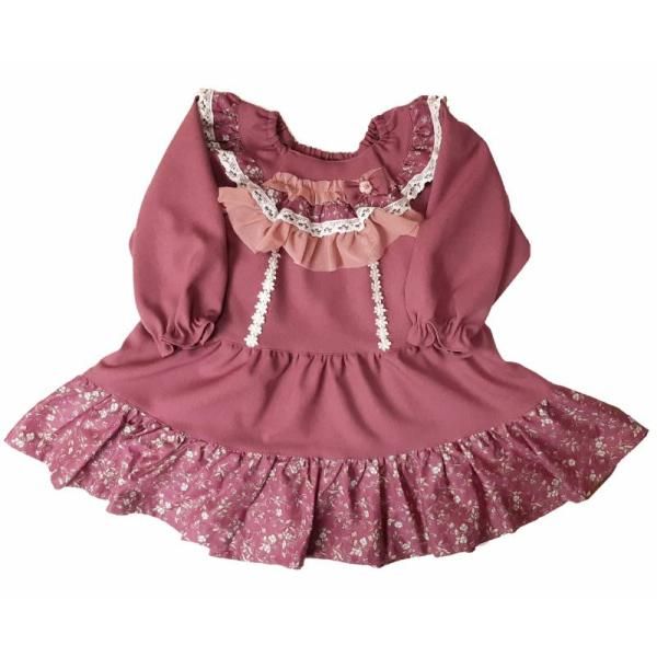 ワンピース Souris スーリー フラワープリント 切り替え 長袖 100 110 120